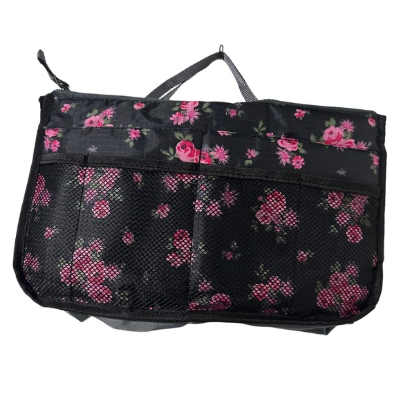 Accessories - Vercord Purse Organizer Insert Handbag‎ Organizer in Black Red Flower L
